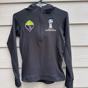 2018 FIFA World Cup Women’s Columbia 1/4 Zip Black Hooded Sweatshirt Sz M (A30)